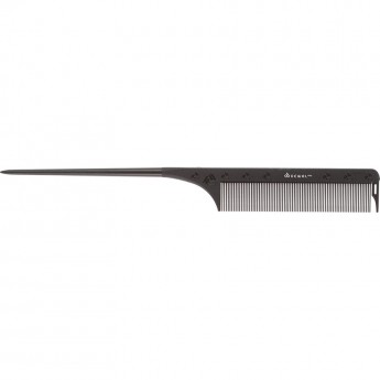 Расческа рабочая DEWAL CARBON black с карбоновой спицей, черная 21,5 см
